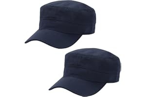 MALAXLX 2 Pièces Casquette de Baseball Homme Femme Plat Classic Vintage Armée Militaire Cadet Style Coton Cap Hat Réglable
