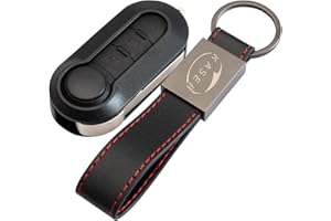 Coque Clé Télécommande Plip Fiat 500 3 Boutons pour Fiat Grande Punto Panda Ducato Ulysse avec Porte-Clés en Cuir KASER