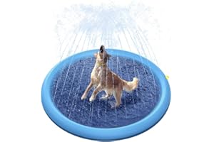 MOFIC Splash Pad for Dogs, Paddling Pool for Pets Kids,Durable PVC Dog Splash Sprinkler Pad, Foldable Thickened Dog Pool Splash Mat with Hose Connector,Non-slip Dog Sprinkler Play Mat for Doggy/Pet (100CM)