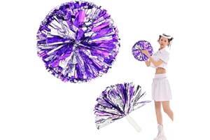 YUE QIN 2 Piezas Pompones de Porristas de Lámina Metálica, Pompones de Porristas de Colores Mezclados Adecuados para Eventos Deportivos, Juegos de Pelota de Porristas, Bailes