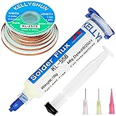 KELLYSHUN KL-558 Flussmittel Löten,10ML No-Clean Bleifreies Kolophonium Flussmittel(1 Stück)2.5MM/1.5M Entlötlitze(1 Stück) G