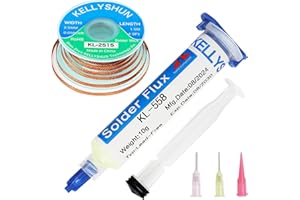 KELLYSHUN KL-558 Flussmittel Löten,10ML No-Clean Bleifreies Kolophonium Flussmittel(1 Stück)2.5MM/1.5M Entlötlitze(1 Stück) Geeignet Für Handy-Lötungen,BGA,Haushaltsgerätereparaturen