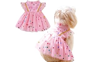 Yaopelky Vestito per cani, grazioso vestito da principessa, cuore e fiore, abbigliamento per animali domestici, per gatti e cani di taglia piccola e media, traspirante, in tulle, per Yorkie, Chihuahua