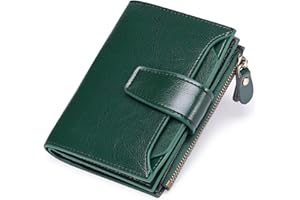 SENDEFN damski portfel, etui na karty z okienkiem na dowód osobisty, skóra, blokada RFID, mały, kompaktowy, dwukrotnie składany, kieszeń na zamek błyskawiczny