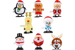 SULOLI 8 Stück Aufziehspielzeug Weihnachten,Uhrwerk Spielzeug von Weihnachtsmann Schneemann Pinguin für Kinder Weihnachtsfeier Geschenke Deko