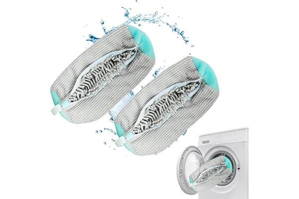 Tvättmaskin tvättpåse, sneakers sko, 360° rengöringsfluff, skosäck för torkning (grå – 2 st)