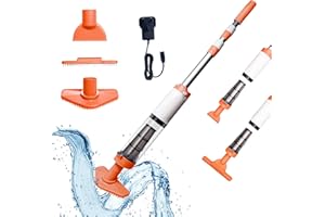 PoolyPoly Rechargeable Pool Vacuum Cleaner, Length Adjustable Handheld Pool Hoover, Cordless Electric Vacuum for Spas, Hot Tubs, Small Pools - Running time up to 90 Minutes, Orange