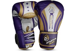 ATHLETICS GEAR AG Boxing Gloves by Athletics Gear – 6oz to 16oz Maya Hide Leather Perfect Design and Fit with Fasten Closure System for MMA sparring, fighting, kickboxing, and punching