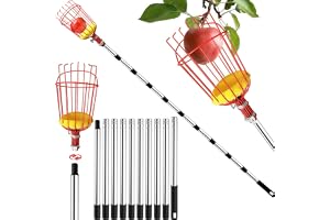 4BAOHUI 4,3 m äppelplockare med teleskophandtag, fruktplockare, körsbärsplockare med lätt rostfritt stål teleskopptunna och korg, fruktgripare lätt att montera, körsbärsplockare med skumdynor