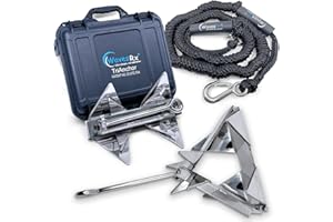 WAVESRX TriAnchor - Stainless Steel Folding PWC & Boat Anchor Kit | Sets Instantly for Effortless Boat & Jet Ski Anchoring | Compact Patent-Pending Design Grips Better Than Plow, Fluke or Box Anchor