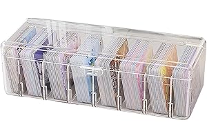 LdawyDE Karteikarten Box, 24,8 x 10 x 7,5 cm Karteikasten mit Abnehmbaren Trennbretter, Transparente Karteikartenbox mit Deckel für bis zu 700 Karten für Lernkarten, Visitenkarten, Notizen Karten