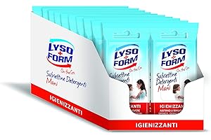 Lysoform Salviettine Detergenti per Mani, Salviette Umidificate Antibatteriche e Igienizzanti, Rimuovono Sporco, Germi e Batteri, Pratico Formato Viaggio, 20 Pezzi da 10 Salviette