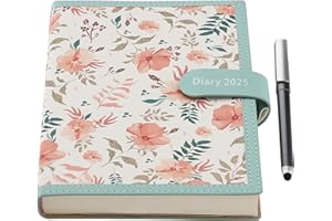 Mcdsuc Diary 2025 A5 Page a Day,Soft Cover Productivity Organiser Daily &Monthly Planner from Jan to Dec 2025,A5 Day to View Planner with Pen,Stickers,Monthly Tabs,3Bookmarks,Back Pocket,Blue