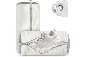 DONKEN 2er Schuhwaschbeutel Waschmaschine, Waschbeutel Schuhe mit Reißverschluss, Wiederverwendbarer Schuhbeutel Wäschenetze für Waschmaschine (Beige-2 Stück)