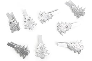LOGBUCH-VERLAG 8 pinzas decorativas pequeñas plateadas para árbol de Navidad, árbol de Navidad, 5 cm, pinzas decorativas de madera, mini pinzas para la ropa