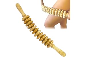 SIAMO Anti Cellulite Masseur Rouleau De Massage Cellulite Cuisse Appareil Maderothérapie Maderotherapie Anticellulite Drainage Lymphatique Bois Fesses Hanches Ventre 44 cm Unique Avec 12 Rouleaux