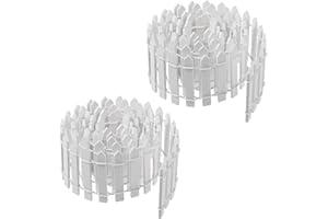 TUCNOEU 2 Stück Minizaun, Miniatur Zaun Aus Holz 90x5cm Holzzaun Weiß Miniatur Garten Zubehör Geeignet für DIY-Gärten und Puppenhausdekoration