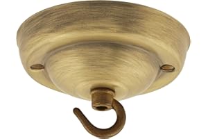 ElekTek Rosone da soffitto con gancio diametro 108 mm Finiture metallizzate colori verniciati a polvere per lampade a sospensione e lampadari Ottone Antico