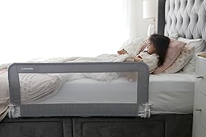 Dreambaby Prague - Barrera de Seguridad Plegable y portátil para niños pequeños, se Adapta a colchones de tamaño Individual a King con Bases de Cama Planas, 110 cm de Ancho x 45,5 cm de Alto, Color