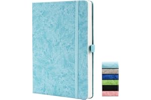 BEINUSHOR Bullet Dotted Journal, A5 Dotted Journal mit 120GSM Papier, 164 Seiten Dotted Notizbuch, Stiftschleife, Innentasche, Elastisch Banded, Blau