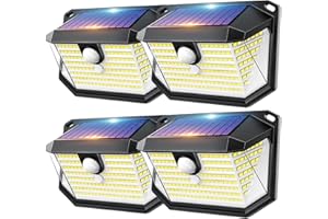Seklin Solar Lights Outdoor Motion Sensor 178 LED Solar Security Light Garden Fence Lighting for Wall Garage Front Door Porch Yard Driveway IP65 Waterproof 3 Modes 270° Wide Angle Flood(4 Pack)