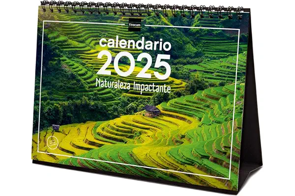 Finocam - Calendario Imágenes de Sobremesa para Escribir 2025 Mes Vista Enero 2025 - Diciembre 2025 (12 meses) Naturaleza Español