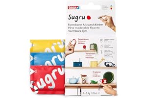 Sugru Colla modellabile di tesa, adesivo forte per tutti gli usi, confezione da 3 (3 x 3.5 g) in rosso, blu e giallo