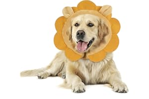 IEUUMLER Inflatable Recovery Dog Collar, Protective Doughnut Neck Cone, Adjustable Soft Collar for Dog and Cat After Surgery Prevent from Biting & Scratching FC010 (XL, Brown Lion)