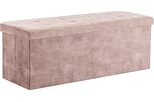 HNNHOME Aksamitny worek do siedzenia, 110 x 40 x 40 cm, skrzynia na zabawki z pokrywką, składany podnóżek, do salonu, sypialni, jasnobrązowy, XL