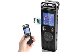 Hinne 80G Digital Voice Recorders-Voice Activated Password Dictaphone 3072Kpbs HD 720° Surround Microphone Recording Device with Headphone, Data Cable for Personal memo, Meeting, Speech (Black)