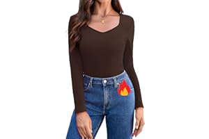 Aottori Haut Thermique Femme à Manches Longues Basic Tee Shirt Léger Slim Fit sous-vêtement Thermiques Pull Basique Chaud élégant Maillot de Corps Dessus de Base Hiver Automne