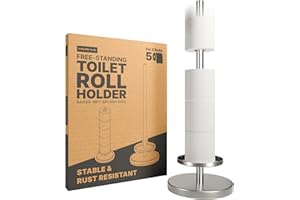 Minismus Porte Papier Toilette sur Pied, Porte Rouleau Papier Toilette en Acier Inoxydable avec Base antidérapante et surélevée pour Garder Jusqu’à 5 Rouleaux Propres, secs et Hors du Sol (Argent)