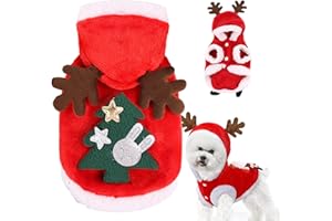 YANMUCY Disfraces de Navidad para Mascotas Traje de Navidad para Perro Disfraz de Papá Noel, Sudadera cálida con Capucha Ropa de Navidad para Mascotas Traje para Perros pequeños y medianos