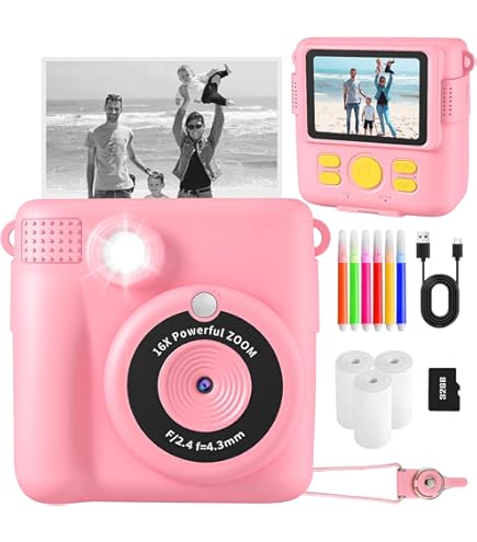 Caméra numérique enfant 1080P 32G jouet cadeau Noël/anniversaire fille