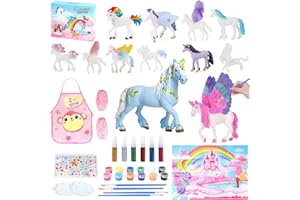 Lekebaby Einhorn Geschenk für Mädchen 4 5 6 7 8 Jahre, Einhörner Malset für Kinder mit 12 Einhörner, Bastelset Kinder Mädchen Geschenke Geburtstag, Einhorn Spielzeug