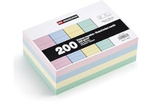 Miquelrius - Flashcards, Schede di studio A6 (148 x 105 mm), 200 flash cards a righe per appunti, Cartoncino 200 g/m², Materiale scolastico e da ufficio, Colori pastello