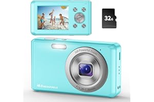 JCKKCFUG Digitalkamera,HD 1080P Fotokamera Kompaktkamera mit 32GB Karte, 48MP Fotoapparat 2,4 '' LCD 16X Digital Zoom Digital Kamera für Teenager, Anfänger(Blau)