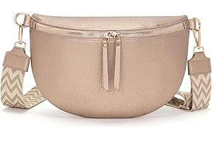 Vezluax 30x20cm Cross Body Bumbags for Ladies Large Bum Bag Stylish Waist Packs Women's Bumbag Fanny Pack for Women Belt Bag with Wide Strap Rose-Gold