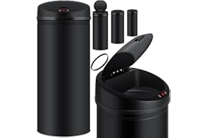 Kesser® Poubelle avec capteur Automatique Poubelle Déchets en Acier Inoxydable Corbeille à Papier, 56 L Noir
