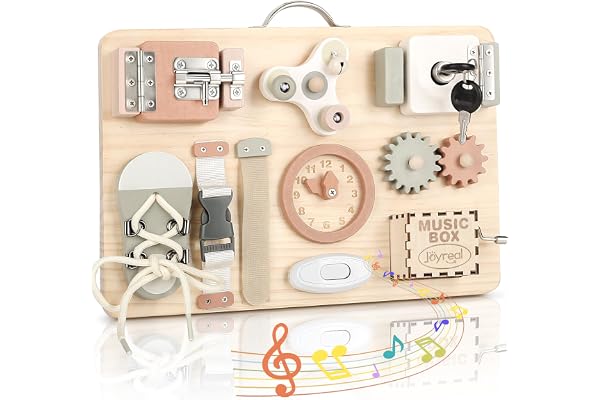 Joyreal Busy Board Montessori - Planche Activité Montessori Tableau Activité Sensoriel Parcours Motricité Bébé Jeux Educatif Jouet Enfant pour Garcon Fille