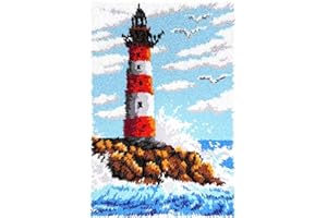 ROCKY&CHAO Set di ganci per tappeti fai da te, per adulti e bambini, per realizzare tappeti, decorazione per la casa, 60 x 40 cm (faro)