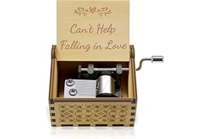 WASAII Cant Help Falling in Love Music Box 18 Note Mini Personalised Music Box Gift Box Laser Engraved Vintage Wood Hand Crank Music Box Music Boxes Wooden Musical Box Wooden Gift