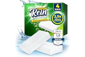 ‎TIEFENREIN 2,5X längere Lebensdauer | Schmutzradierer PRO 4 Stück - Neu: Radierschwamm | extra langlebiger Zauberschwamm | Magic Eraser Schwamm entfernt Schmutz an Wand, auf Schuhen, in der Küche und Bad