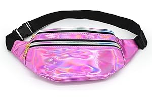 GDOKKNY Bumbags Waist Bag Fanny Pack for Ladies Men Women, Shiny Fashion Design and Waterproof Material Use for Dog Walking Hiking Running Workout Activities Outdoor Pink