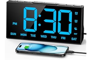 GOLOZA Digital Alarm Clocks for Bedrooms, Digital Clock with 4 Level Brightness +OFF, Dual Customizable Alarms, USB Port, Power-Off Memory, Snooze, DST, 12/24H, Desk Clock for Kids Adults Elderly
