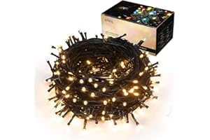 Epesl Luci natalizie per interni ed esterni 35m 320 LEDs con 8 modalità un capo all'altro estensibile Stringa Luci Decorazione per Giorno di Natale alberi domestici Festa di nozze - Bianco caldo