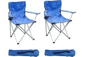 MOJAWO Set di 2 sedie da pesca, da campeggio, da pesca, da registro, con portabicchieri e custodia, portata fino a 120 kg, colore: blu