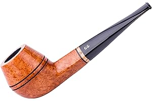 DR WATSON Pipa in radica per tabacco, intagliata a mano, adatta per filtro da 9mm, viene fornita con sacchetto, in scatola, (Bulldog, Oro)