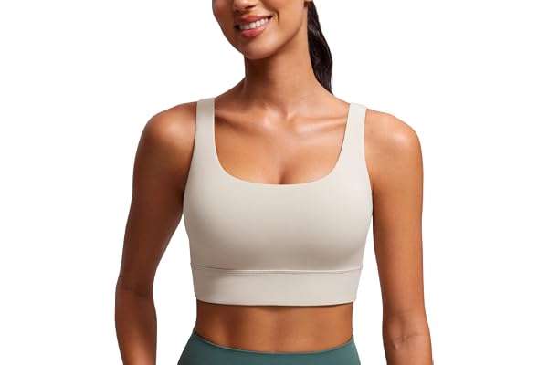 CRZ YOGA Butterluxe U Back Sport-BH:ar | Lätt stöd, Avtagbara inlägg, Yoga, Extremt mjuk, Lång, Rund halsringning, Breda remm