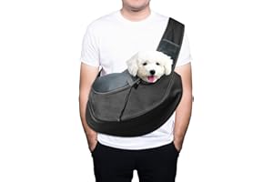 Unaikoo Pet Bag Pet Sling Carrier - Puppy Shoulder Carry Bag - Hands Free Mesh Front Dog Carrier Tote Bag - for Small Cats and Dogs - with Adjustable Shoulder Strap for Walking/Travel - Black